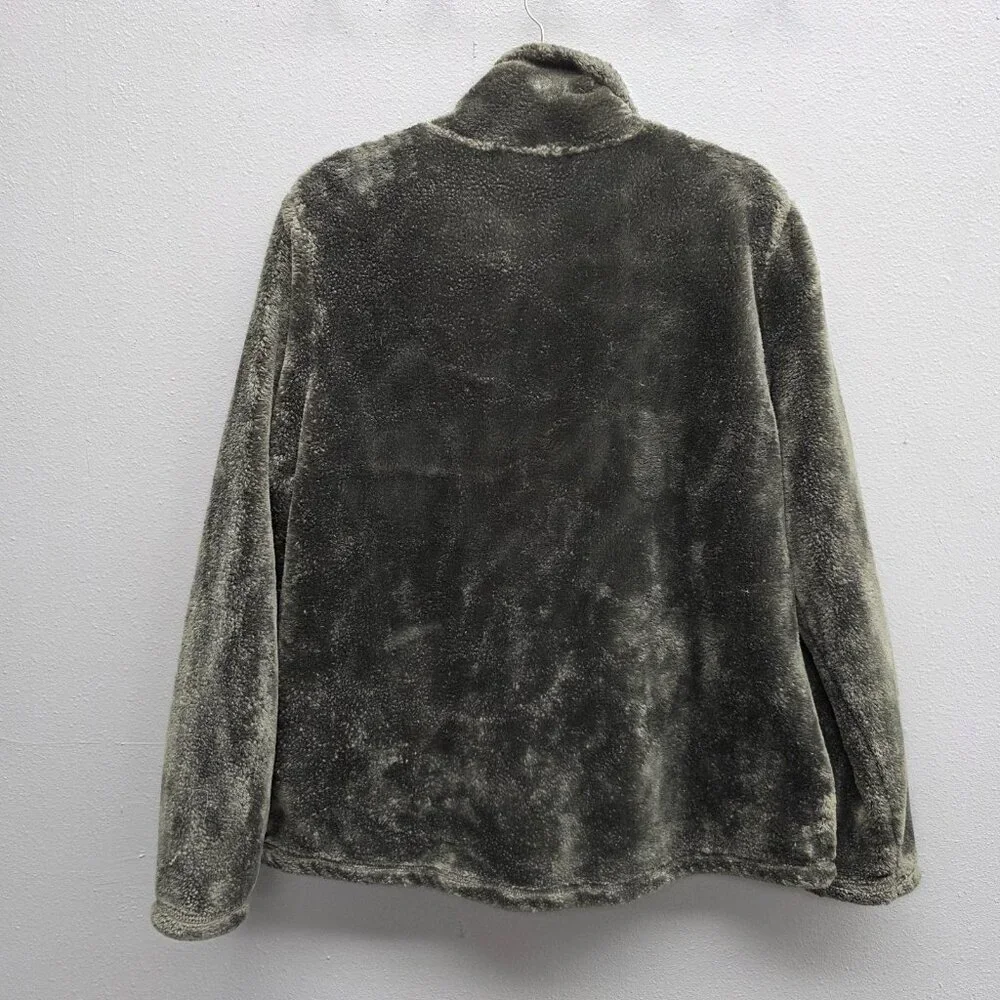 32 Degrees Heat Jacket Mens XL Gray Full Zip Fleece Faux Fur Plush Warm Pockets